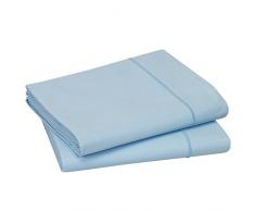 Blanc des Vosges Uni 57 Fils Drap - Coton - Bleu Ciel - 120x190 cm