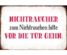 Schatzmix Nichtraucher. Plaque décorative en métal Avant la Porte - 20 x 30 cm - Multicolore