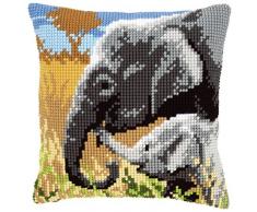 Kit coussin au point de croix Amour déléphants