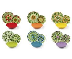 Excelsa Mandala Tropical Service de table 18 piÃ¨ces, porcelaine et cÃ©ramique Stoneware