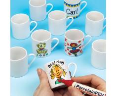 Baker Ross Mini tasses en porcelaine (BoÃ®te de 6) - MatÃ©riel crÃ©atif pour enfants et adultes