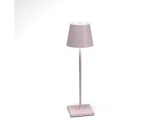 Zafferano Poldina - Lampe de Bureau sans Fil, Veilleuse Rechargeable, Lampe Ã Poser Rechargeable, Protection Ã©levÃ© IP54, Aluminium Peint, Source Lumineuse LED, 9 Heures dAutonomie - Rose