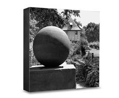 COGNOSCO HG-WE110 Tableau Mural en Bois avec Photo darchitecture Weimar et Pierre du Bonheur Noir/Blanc 15 x 15 cm