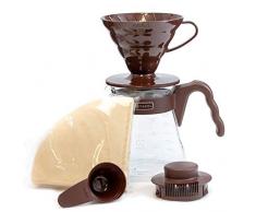 Hario V60 Lot de 2 tasses Ã cafÃ©, Verre, marron, Size 02