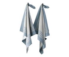 De Witte Lietaer 200061 Pied de Poule Lot de 2 Torchons Coton Bleu 66 x 66 cm