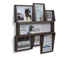 UMBRA Edge Frame multi wall. Cadre pÃªle-mÃªle mural Edge, en bois, pour 11 photos dont 4 de 10x10cm, 7 de 10x15cm, et 2 de 13x18cm. Coloris bois finition noyer.