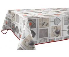Le linge de Jules Nappe Anti-Taches Coeurs - Taille : Carrée 150x150 cm