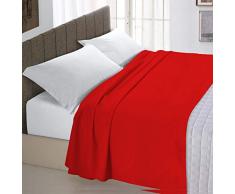 Italian Bed Linen Max Color Drap supérieur en Coleur Unie, 100 % Coton, Rouge, Single