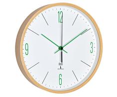 TFA-Dostmann 60.3524.04 Horloge Murale, Bois, Blanc/Vert, 25,5 x 4,5 x 25,5 cm