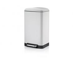Kela Poubelle à pédale Davino, 30 L, 35x33x62cm, Acier inoxydable, 10905, Blanc
