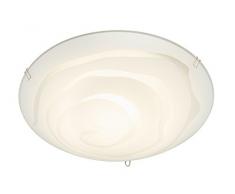 Briloner Leuchten 3282-016 plafonnier, Spots, Lampe Salon, Applique LED, Verre avec Decor Vagues, Métal, 9 W, Blanc, 25 x 25 x 9 cm