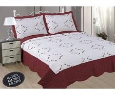 ForenTex Couvre-lit as-2603 Couvre lit brodé Cousue avec taies pour Printemps/été/Automne Orange 190 x 260 cm + 1/50 X 70 Coussin 2Â