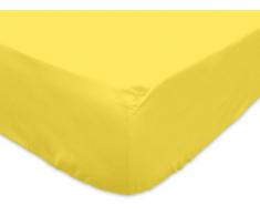 Soleil dOcre 612204 Drap Housse Jersey Coton Jaune 140 x 190 cm