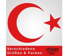 Sticker Genie Autocollant Mural avec Inscription Â« AY YILDIZ Â» - Motif Demi-Lune - Rouge - 50 x 37 cm