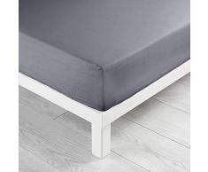 douceur dintérieur drap housse 2 personnes 140x190 cm lina gris souris