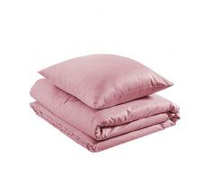 AmazonBasics Parure de lit 100Â % coton 135 x 200 cm / 80 x 80 cm, Rose poudrÃ©