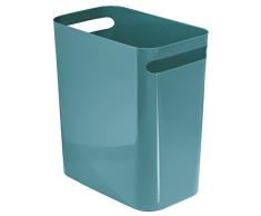 InterDesign Una corbeille Ã papier, poubelle en plastique avec poignÃ©es, conteneur Ã papier pour bureau, cuisine ou salle de bain, turquoise