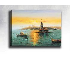 Bonamaison Peinture sur toile, multicolore, 70 x 100 cm - Conçu et fabriqué en Turquie