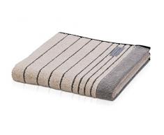 MÃVE Eden Serviette de Douche rayures Horizontales avec ourlet Tubulaire 80 x 150 cm en, FabriquÃ© en Allemagne, 80 % Coton / 20 % Lin, Nature / Black (Beige)