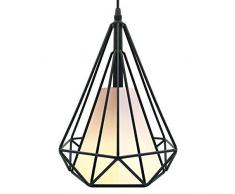 Homesbrand Lustre de style rétro industriel en métal avec panier en fer doré, Noir , Noir