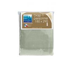 Nuit des Vosges 2188011 Cotoval Drap de Lit Uni Coton Gris Souris 180 x 290 cm