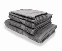 Wash Monkey Lot de 5 Serviettes de Bain 100% Coton Gris Clair