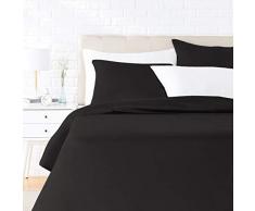 AmazonBasics Parure de lit avec housse de couette en satin, 240 x 220 cm / 65 x 65 cm x 2, Noir