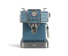 LIVOO DOD174 Machine à Café Expresso 15 Bars, Chauffe Thermoblock | Buse Vapeur pour Cappuccino, Lait Chaud | Look Rétro Bleu, 1350W