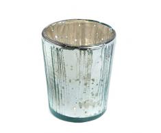 Insideretail Bougeoirs Vertical avec Effet Vieilli, Aluminium, Verre, Bleu Clair, 7Â cm, Set DE 48