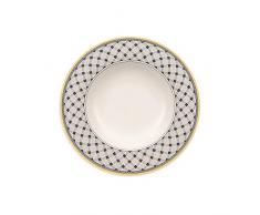 Villeroy & Boch Audun Promenade Assiette creuse, 24 cm, Porcelaine Premium, Blanc/Gris/Jaune