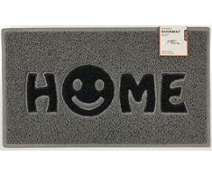 Nicoman Paillasson pour Porte Motif Smiley, Grey with Black Inserts, 75x44cm (29.5x17.3inches) Bevelled Edge