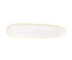 Canvas Home Ltd C37-OBL-YLW Lot de 4 assiettes rectangulaires en porcelaine avec bord jaune