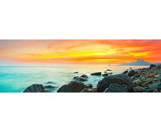 Innova FP06679 GlassArt Cadre Photo ImprimÃ©e CouchÃ© de Soleil sur CÃ´te Multicolore 40 x 120 cm