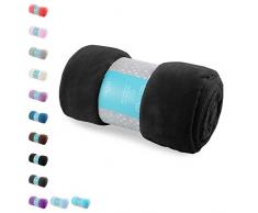 AmeliaHome Couverture en Microfibre Polaire Douce et Douce, Polyester, Noir, 170 x 210