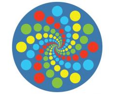 Supertogether Multicolore Blue Swirl repositionnable Decorative Sticker Mural Points Paquet de 4 - diamÃ¨tre 33cm