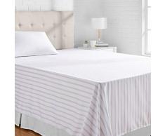 AmazonBasics Drap plane en microfibre, Gris (Grey Stripe), 180 x 260 + 10 cm