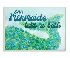 Le Stupell Home Decor Collection mÃªme sirÃ¨nes Prendre Un Bain Plaque Murale Art, Bois, Multicolore, 25.4Â x 64.52Â x 38.1Â cm