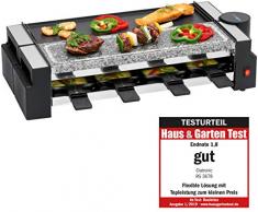 Clatronic Rg 3678 2 en 1 raclette et pierre, plaque fonte réversible, naturel pierre, Articulation rotative à 180 °, barbecue anti-adhésif