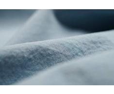 L1NK STUDIO Drap Plat uni pour lit 105 cm (210X280cm) 100% Coton (Percale 200 Fils) Sky