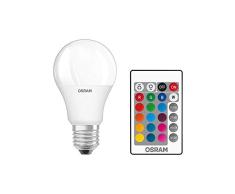 Osram LED Star+ Classic A RGBW Lampe En Forme DAmpoule Avec Base E27, IntensitÃ© RÃ©glable Et ContrÃ´le Des Couleurs Par TÃ©lÃ©commande, Remplace 60 Watts, Blanc Chaud - 2700 Kelvin, Lot De 2