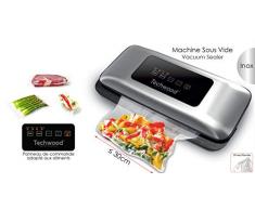 Techwood INOX Digital Automatique, TSV-3066i Appareil de Mise sous Vide Machine de Scellage pour Aliments,Viandes,Légumes, Fruits, 20 Sacs Inclus