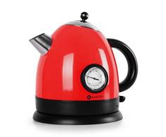 Klarstein Bouilloire électrique avec design classique et thermomètre analogique 1,7 litri rouge