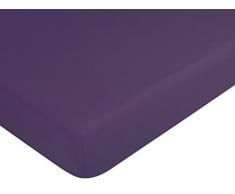 VENT DU SUD Drap Housse, Coton, Prune, 190x140x30 cm