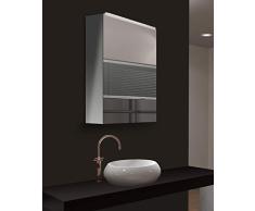 Talos 50049 Armoire de Toilette avec éclairage LED, Verre, Blanc Neutre, 50x 60 cm