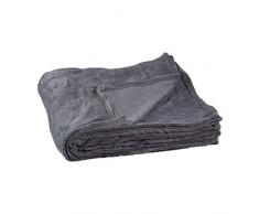 Relaxdays Couverture grande polaire douce plaid moelleuse douillet 200 x 220 cm lavable 30°C en polyester, gris
