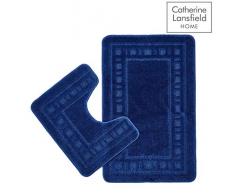 Catherine Lansfield Set Tapis de Bain et Tapis Contour WC Armoni, Bleu Marine