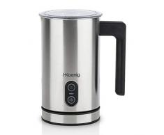 H.Koenig MLK8 Mousseur à Lait Electrique Inox 0,24L, Mousse Onctueuse Froide ou Chaude, Revêtement antiadhésif, Arrêt automatique, Idéal pour Cafés, Chocolats chauds, Cappucinos, Lattes