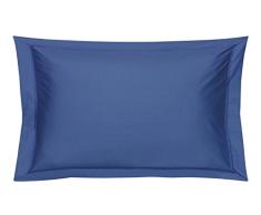 Blanc des Vosges Uni Percale Taie Coton Bleu Royal 50 x 75 cm