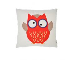 ZONS Coussin imprimé Hibou 45x45cm (6 Designs) + Rembourrage 450g (Rouge)