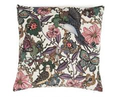 Nadja Wedin design perruches en Velours Blanc cassé â Housse de Coussin 48 X 48 cm